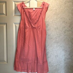 Old Navy, large L coral colored cotton and linen dress